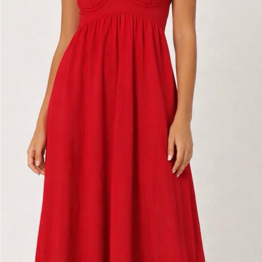FARM Rio Strapless Red Dress